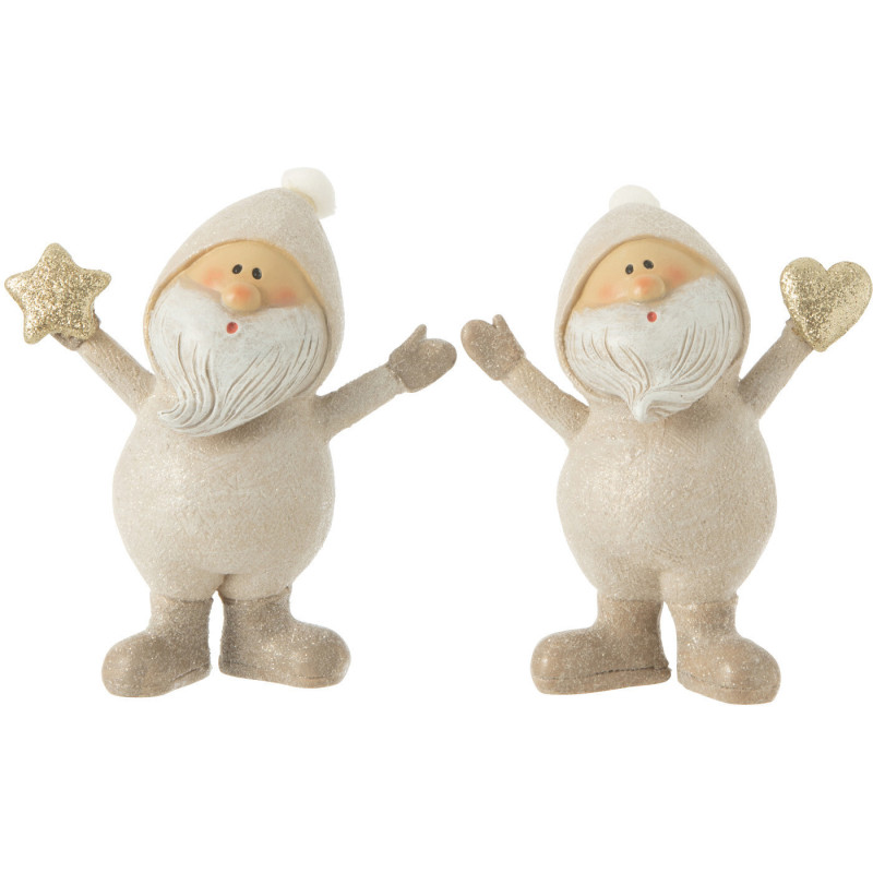 Décoration de Noël Père Noël Coeur & Étoile 10 cm en Résine Gris (Lot de 2) - 1