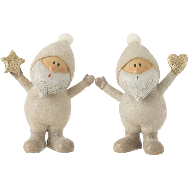 Décoration de Noël Père Noël Coeur & Étoile 15 cm en Résine Gris (Lot de 2) - 1