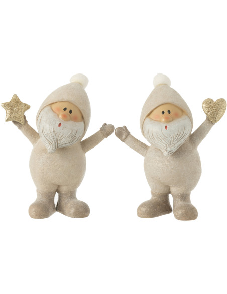 Décoration de Noël Père Noël Coeur & Étoile 15 cm en Résine Gris (Lot de 2) - 1