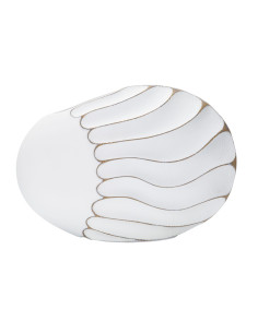 Vase original Ovale 34 cm en Résine Blanc Doré Motif lignes Lines 