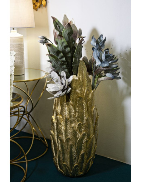Vase moderne XXL Plumes Hauteur 80 cm en Résine Doré Piume 