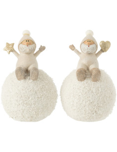 Décoration de Noël Père Noël sur boule en Résine Gris (Lot de 2) - 1