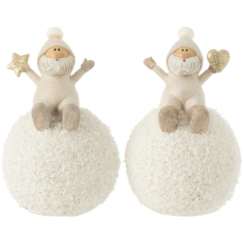 Décoration de Noël Père Noël sur boule en Résine Gris (Lot de 2) - 1