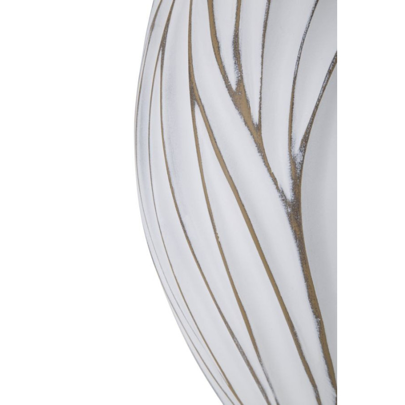 Vase moderne chic Rond Hauteur 41 cm en Résine Blanc Doré Motif lignes Honduras 
