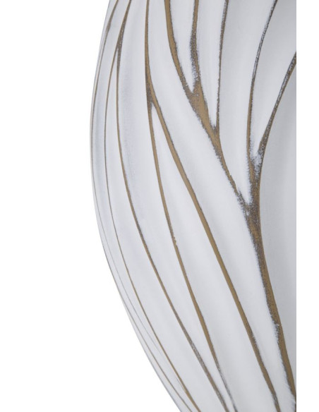 Vase moderne chic Rond Hauteur 41 cm en Résine Blanc Doré Motif lignes Honduras 
