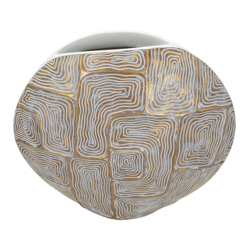 Vase moderne Rond Hauteur 34 cm en Résine Doré Blanc Eclips 