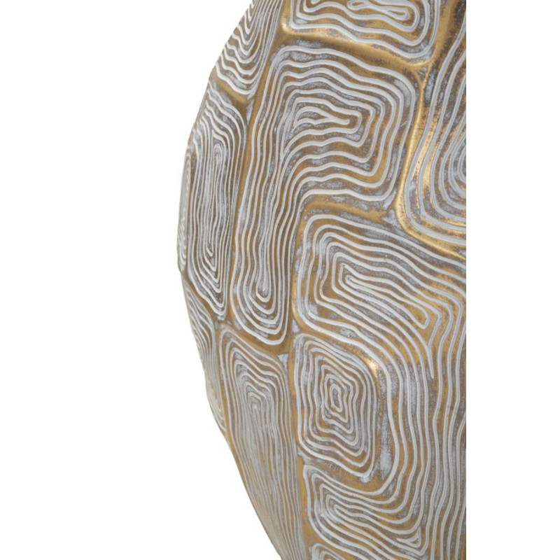 Vase moderne Rond Hauteur 34 cm en Résine Doré Blanc Eclips 