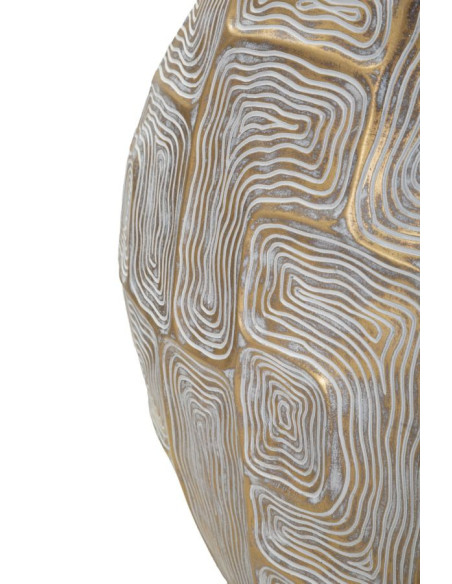 Vase moderne Rond Hauteur 34 cm en Résine Doré Blanc Eclips 