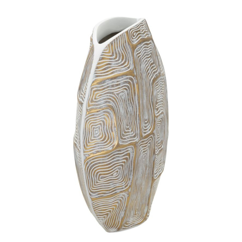 Vase moderne Rond Hauteur 34 cm en Résine Doré Blanc Eclips 