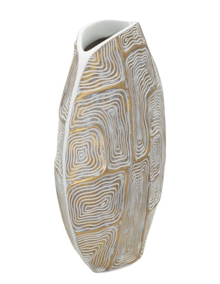 Vase moderne Rond Hauteur 34 cm en Résine Doré Blanc Eclips 