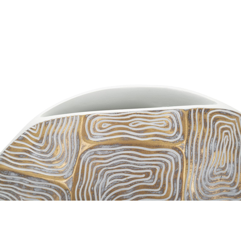 Vase moderne Rond Hauteur 34 cm en Résine Doré Blanc Eclips 