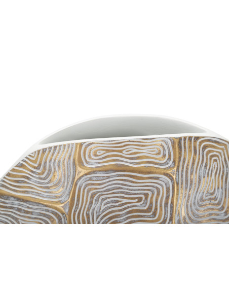 Vase moderne Rond Hauteur 34 cm en Résine Doré Blanc Eclips 