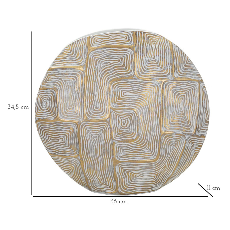 Vase moderne Rond Hauteur 34 cm en Résine Doré Blanc Eclips 