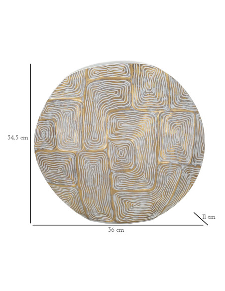 Vase moderne Rond Hauteur 34 cm en Résine Doré Blanc Eclips 