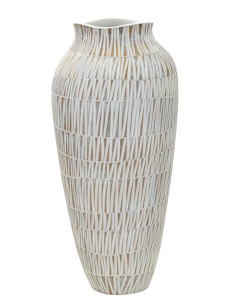 Vase moderne XL Rond Hauteur 50 cm en Résine Doré Blanc Stiky 