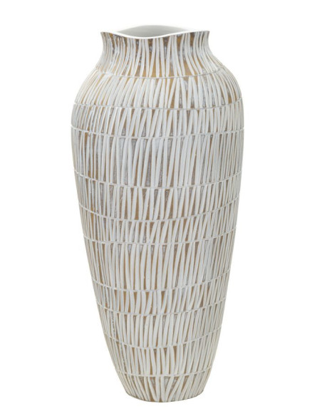 Vase moderne XL Rond Hauteur 50 cm en Résine Doré Blanc Stiky 