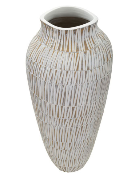 Vase moderne XL Rond Hauteur 50 cm en Résine Doré Blanc Stiky 