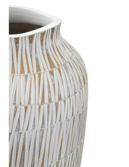 Vase moderne XL Rond Hauteur 50 cm en Résine Doré Blanc Stiky 