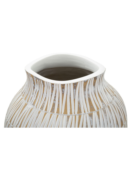 Vase moderne XL Rond Hauteur 50 cm en Résine Doré Blanc Stiky 