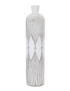 Vase moderne XL Bouteille Hauteur 60 cm en Résine Blanc Beige Atene 
