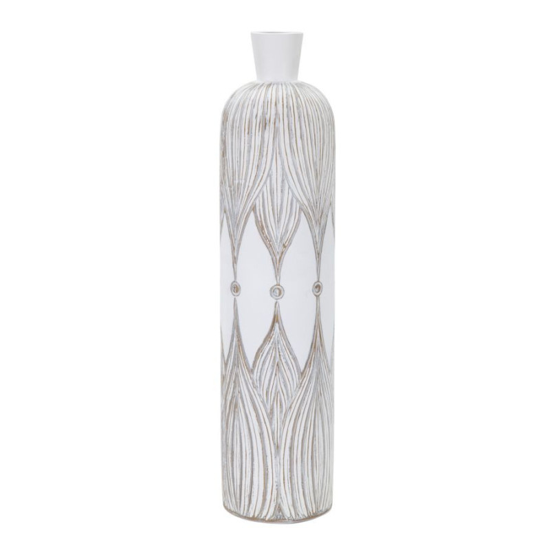 Vase moderne XL Bouteille Hauteur 60 cm en Résine Blanc Beige Atene 