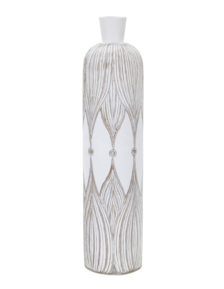 Vase moderne XL Bouteille Hauteur 60 cm en Résine Blanc Beige Atene 