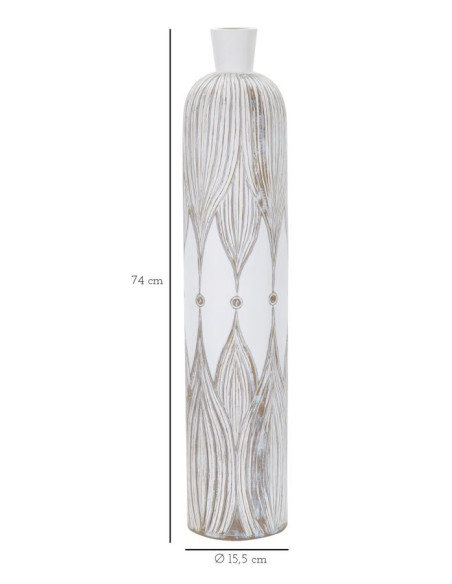 Vase moderne XL Bouteille Hauteur 60 cm en Résine Blanc Beige Atene 