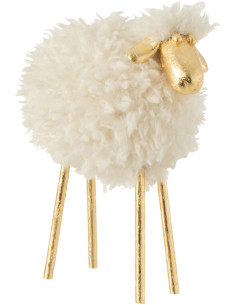 Statue déco Mouton Murky en Polyester Blanc Métal Doré - 1