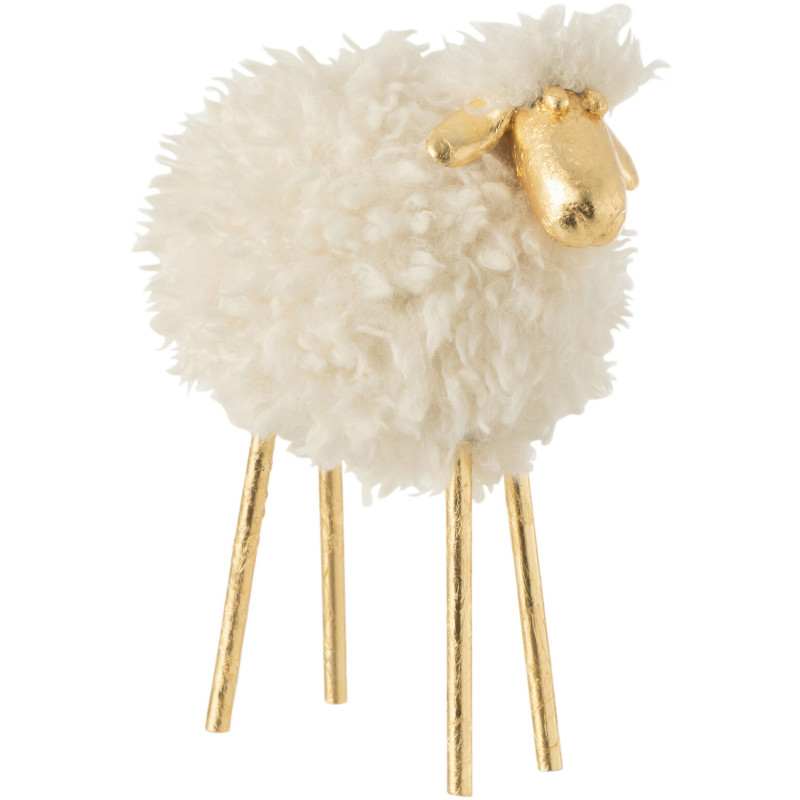 Statue déco Mouton Murky en Polyester Blanc Métal Doré - 1