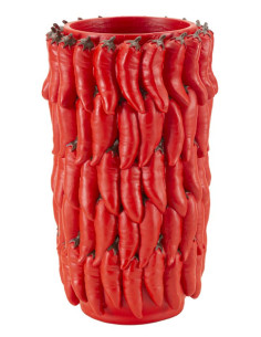 Vase original Piments Rond Hauteur 34 cm en Résine Rouge Delizie 