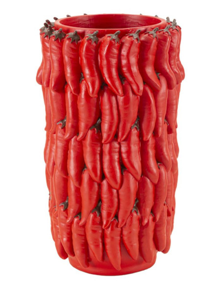 Vase original Piments Rond Hauteur 34 cm en Résine Rouge Delizie 