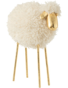 Statue déco XL Mouton Murky en Polyester Blanc Métal Doré - 1