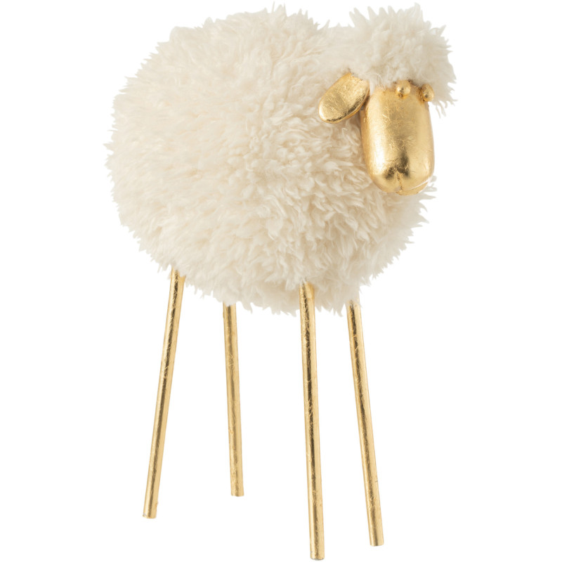 Statue déco XL Mouton Murky en Polyester Blanc Métal Doré - 1