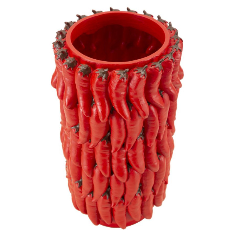 Vase original Piments Rond Hauteur 34 cm en Résine Rouge Delizie 
