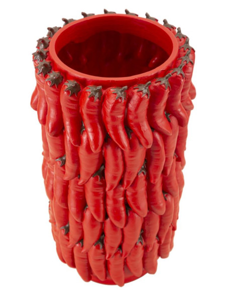 Vase original Piments Rond Hauteur 34 cm en Résine Rouge Delizie 