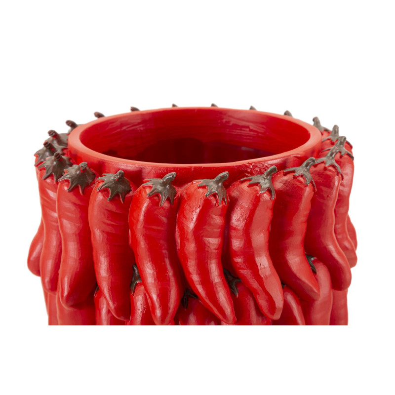 Vase original Piments Rond Hauteur 34 cm en Résine Rouge Delizie 
