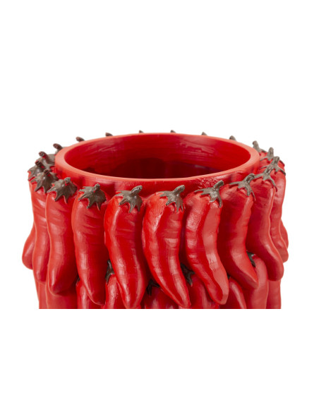 Vase original Piments Rond Hauteur 34 cm en Résine Rouge Delizie 