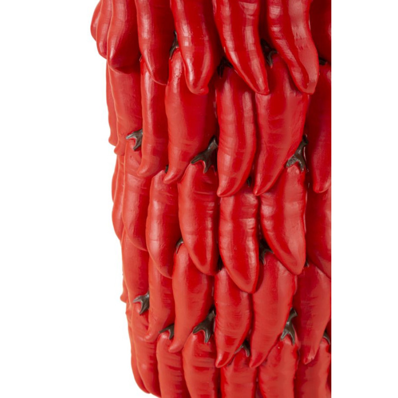 Vase original Piments Rond Hauteur 34 cm en Résine Rouge Delizie 