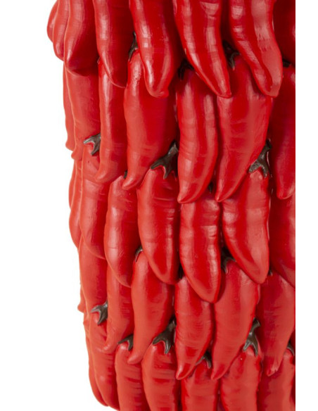 Vase original Piments Rond Hauteur 34 cm en Résine Rouge Delizie 