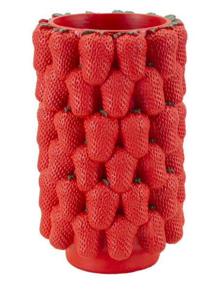 Vase original Fraises Rond Hauteur 32 cm en Résine Rouge Delizie 