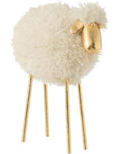 Statue déco XXL Mouton Murky en Polyester Blanc Métal Doré - 1