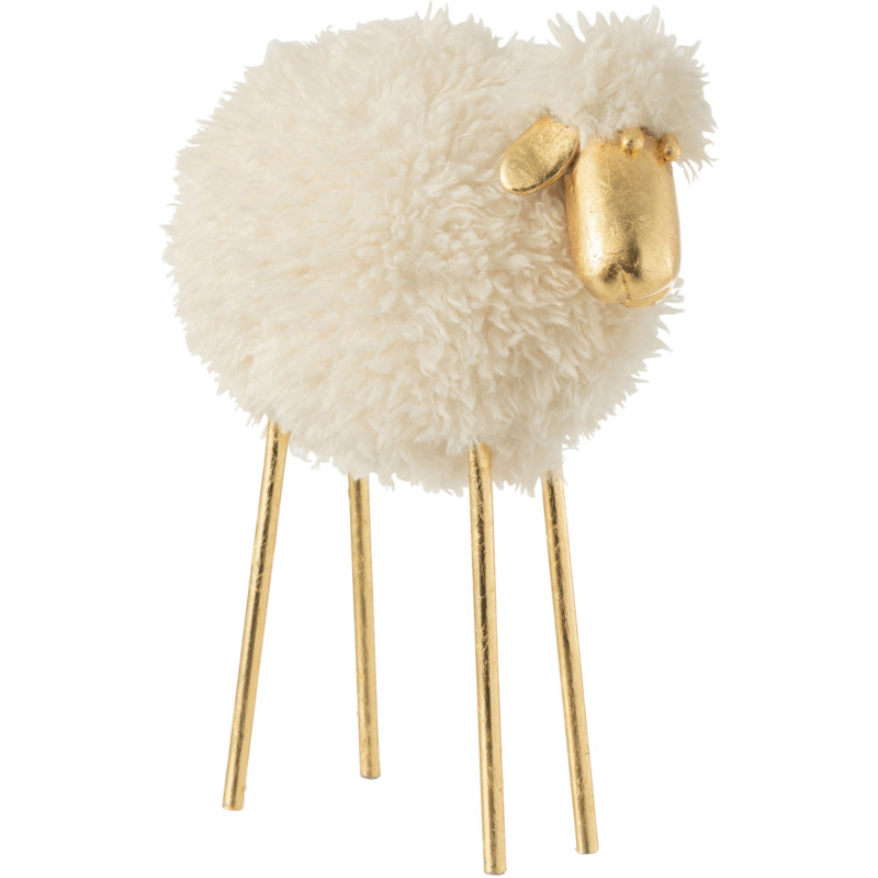 Statue déco XXL Mouton Murky en Polyester Blanc Métal Doré - 1