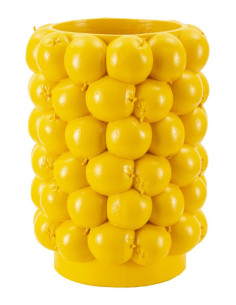 Vase original Citrons Rond Hauteur 28 cm en Résine Jaune Delizie 