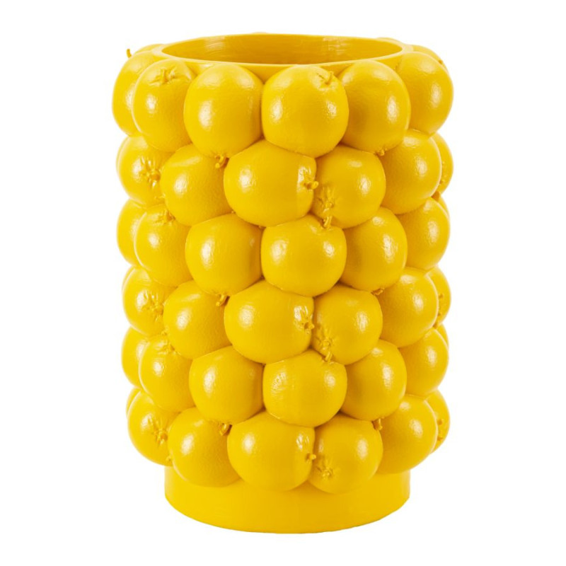 Vase original Citrons Rond Hauteur 28 cm en Résine Jaune Delizie 
