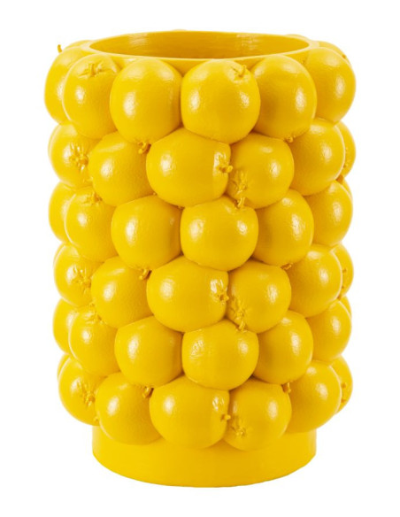 Vase original Citrons Rond Hauteur 28 cm en Résine Jaune Delizie 