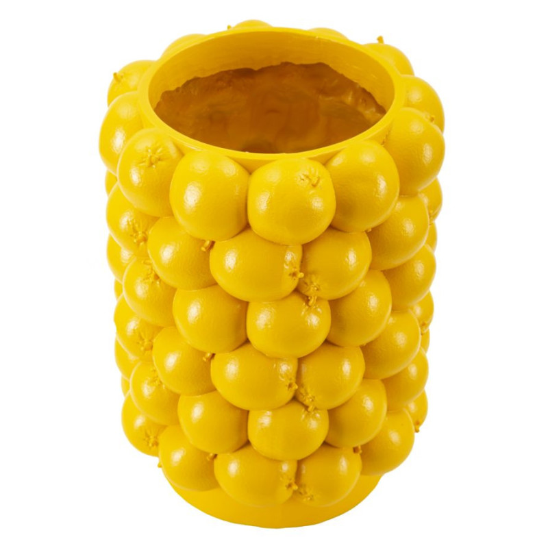 Vase original Citrons Rond Hauteur 28 cm en Résine Jaune Delizie 