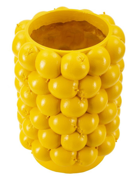 Vase original Citrons Rond Hauteur 28 cm en Résine Jaune Delizie 