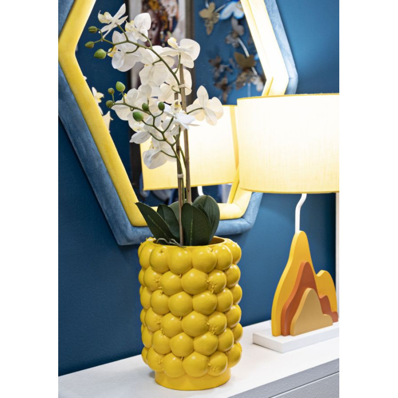 Vase original Citrons Rond Hauteur 28 cm en Résine Jaune Delizie 