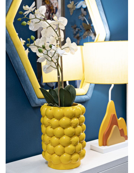Vase original Citrons Rond Hauteur 28 cm en Résine Jaune Delizie 