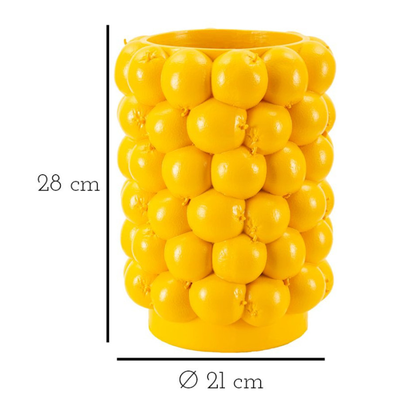 Vase original Citrons Rond Hauteur 28 cm en Résine Jaune Delizie 